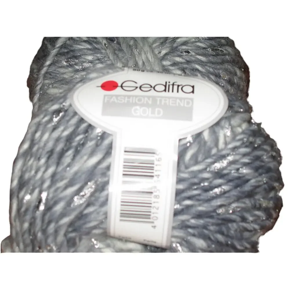 5 Skeins Gedifra FASHION TREND GOLD Wool Yarn 🧶 # 5016 Gray Ivory Silver - Picture 2 of 4
